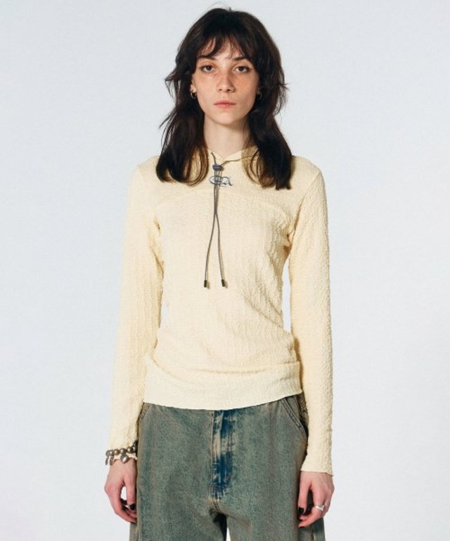 [SCULPTOR] E-string Crinkle Hoodie Lemon