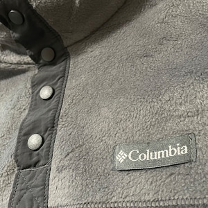 【Columbia】フリース ハーフスナップ スナップT ハーフボタン ワンポイントロゴ  ツートンカラー 切替 バイカラー M コロンビア US古着