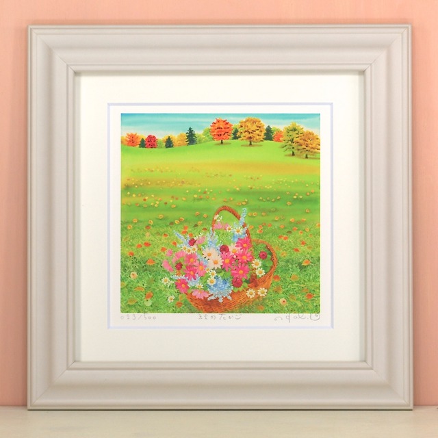 栗乃木ハルミ「秋の花かご」 rタイプ　絵画・ 額入りアート