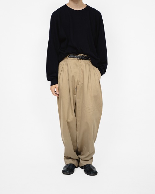 [80's] "Gianni Versace" Cotton W-Inverted Pleats Wide Leg Trousers (Made in Italy)