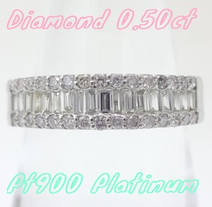 【SOLD OUT】0.50ⅽt　パヴェダイヤ　ハーフエタニティリング　プラチナ　～【Good Condition】0.50 ⅽt pave diamond half eternity ring platinum～