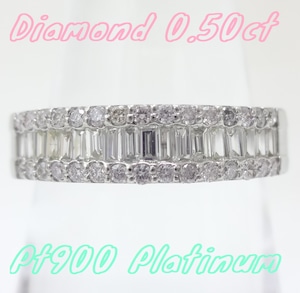 【SOLD OUT】0.50ⅽt　パヴェダイヤ　ハーフエタニティリング　プラチナ　～【Good Condition】0.50 ⅽt pave diamond half eternity ring platinum～