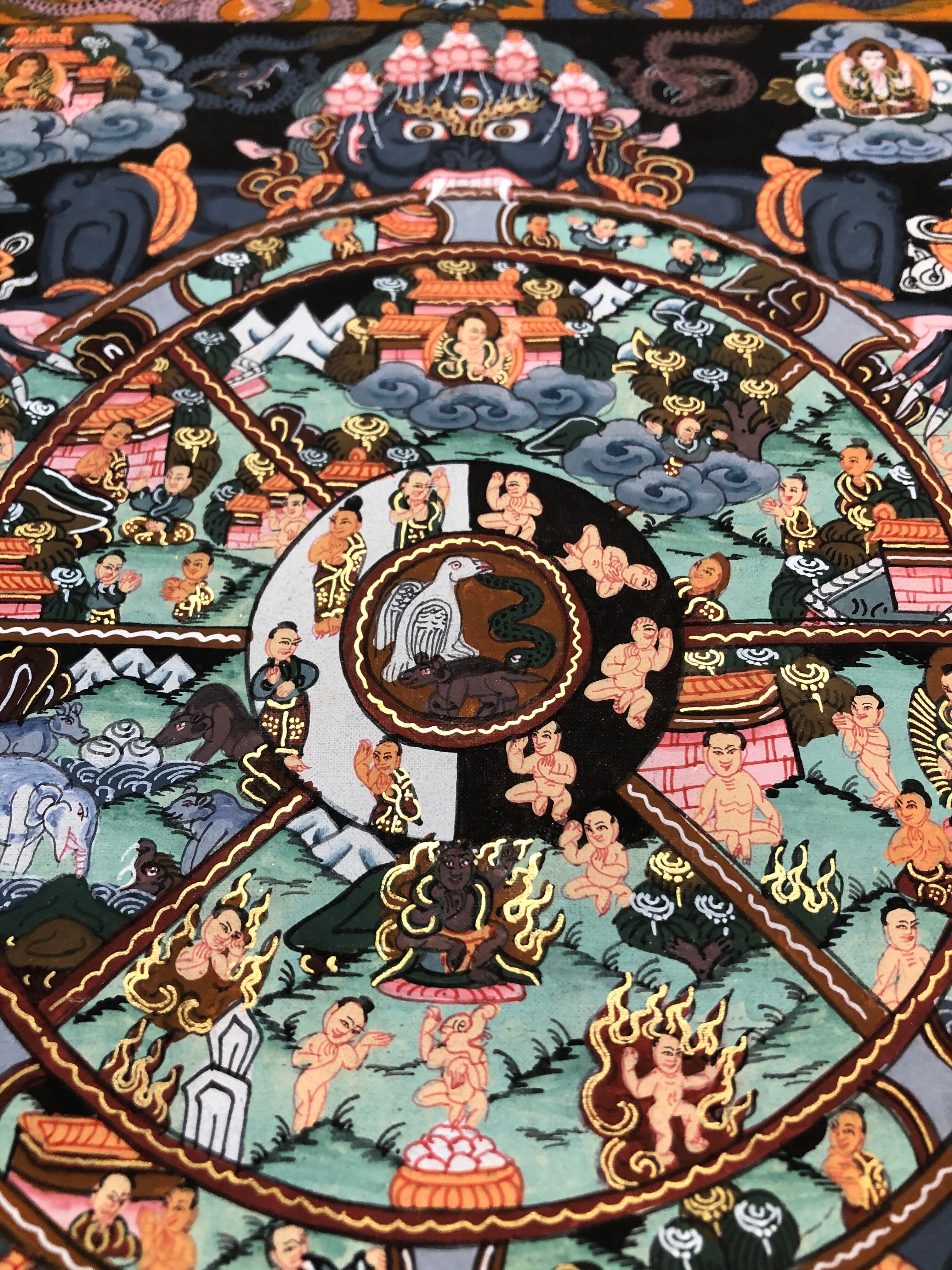 手描き仏画【六道輪廻図】Wheel of Life タンカ TA55 | 地球雑貨