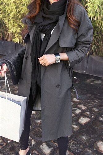 スプリングオータムジャケット グレーダブルブレストカラー 春物 秋物 Yiranxuaディースワード57844538471