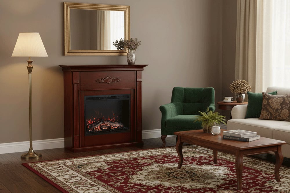 23インチ 電気暖炉 テニソン マホガニー (ブックケースなし) / ロイドグランデ / 送料、開梱・組立・設置無料 / LLOYD GRANDE / ハイグレード電気暖炉シリーズ