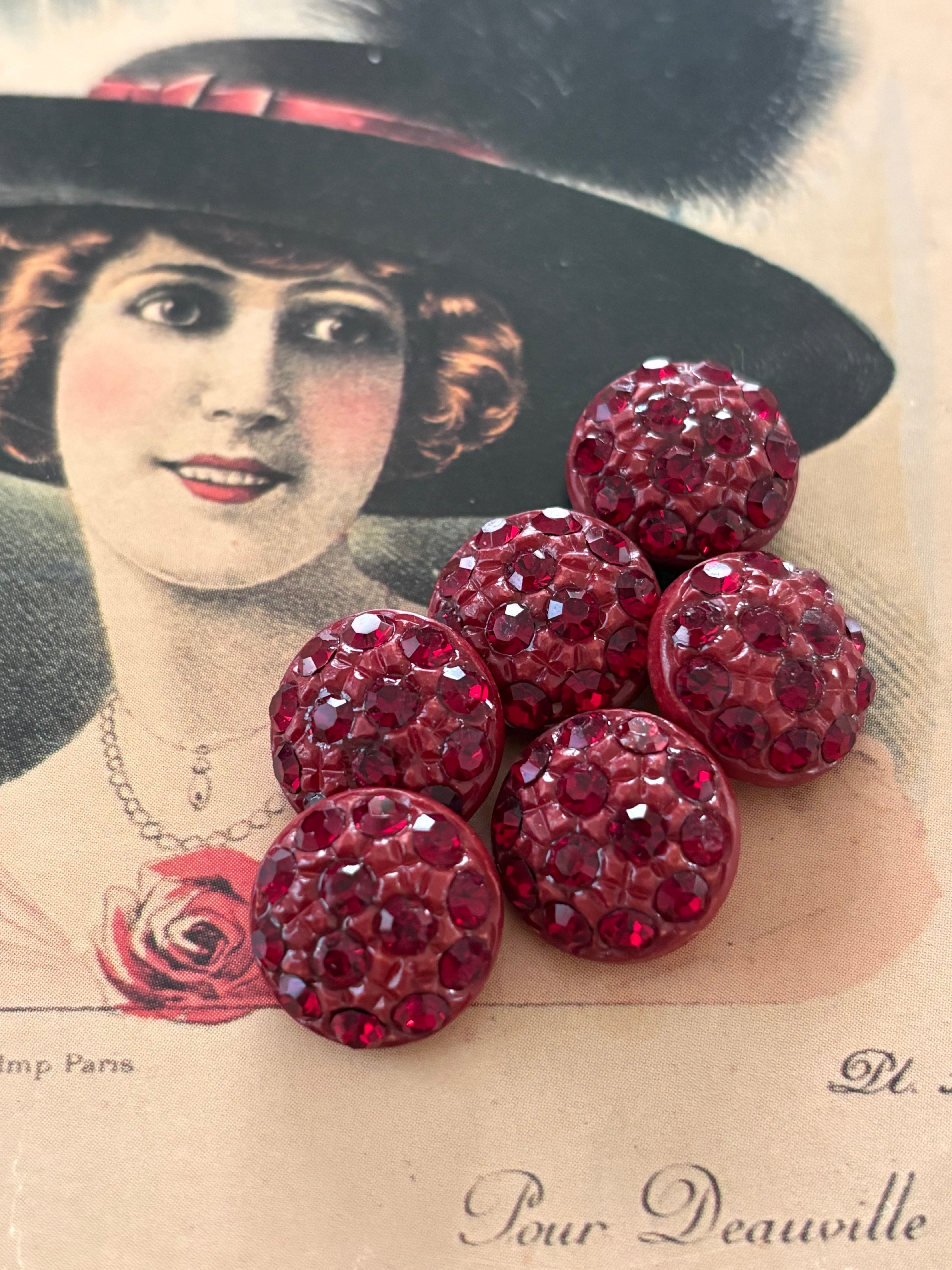 15mm 輸入デザインボタン ドーム型 レッド ストーン アクセアリーパーツ デコレーション材 ストーン