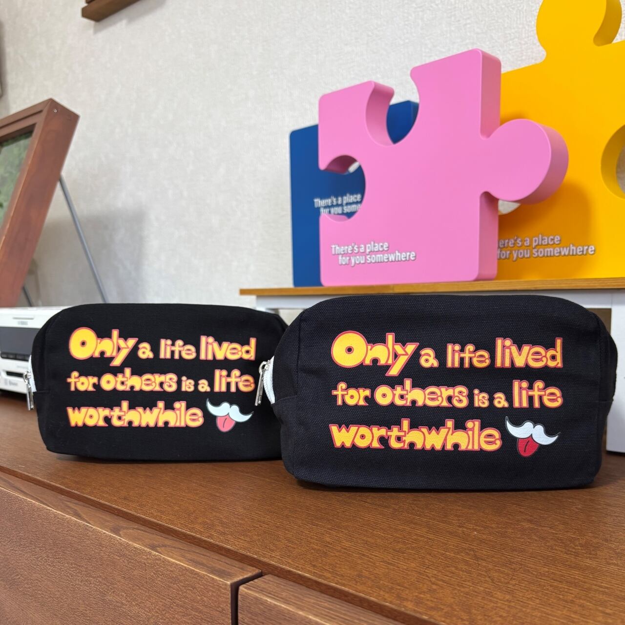 DHD(M)024【キャンバスファスナーポーチ（ミッドナイトブルー）　アインシュタインⅡ】