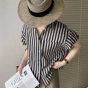 puff sleeves striped shirt  10059