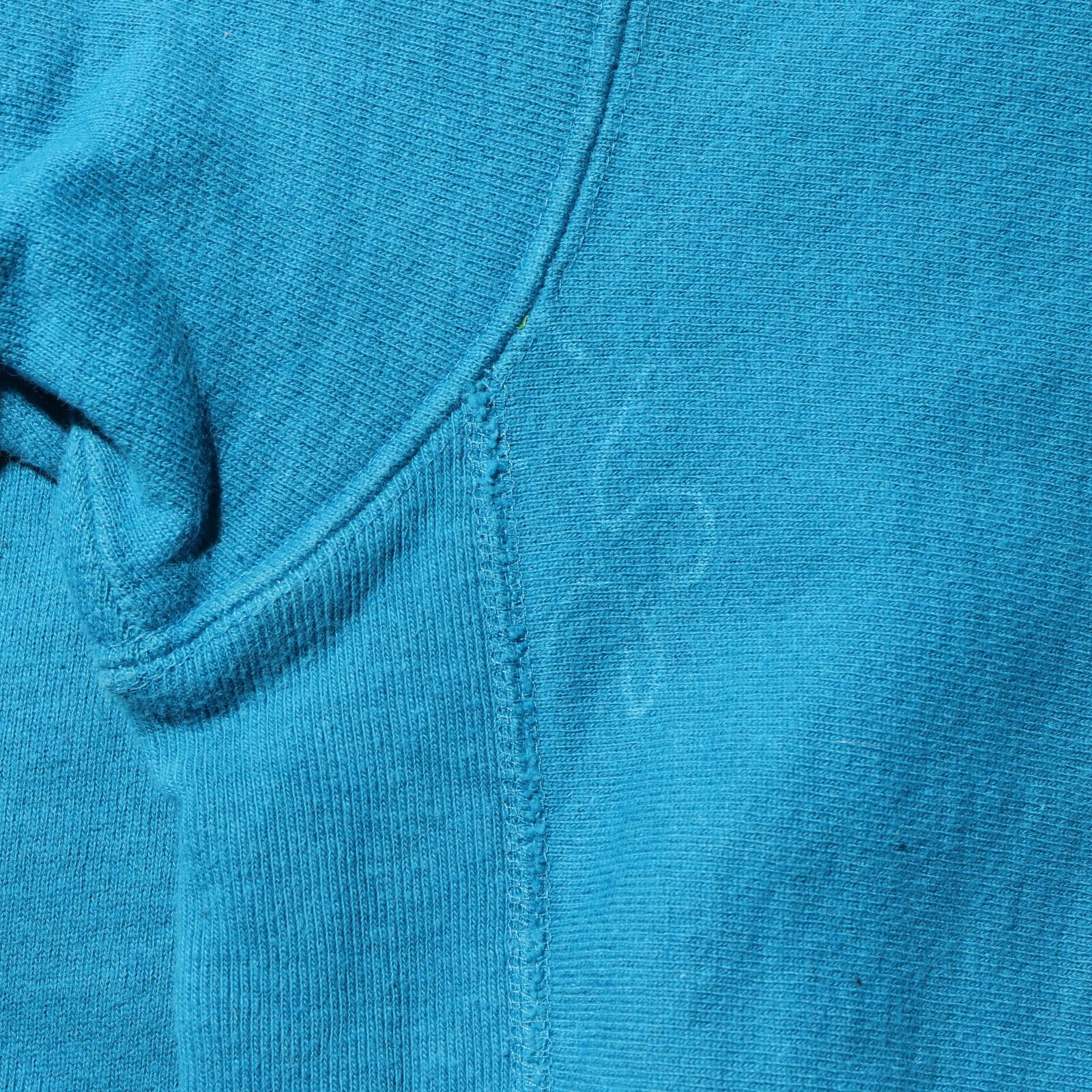 L ターコイズブルー 目無し無地 90s USA リバースウィーブ  