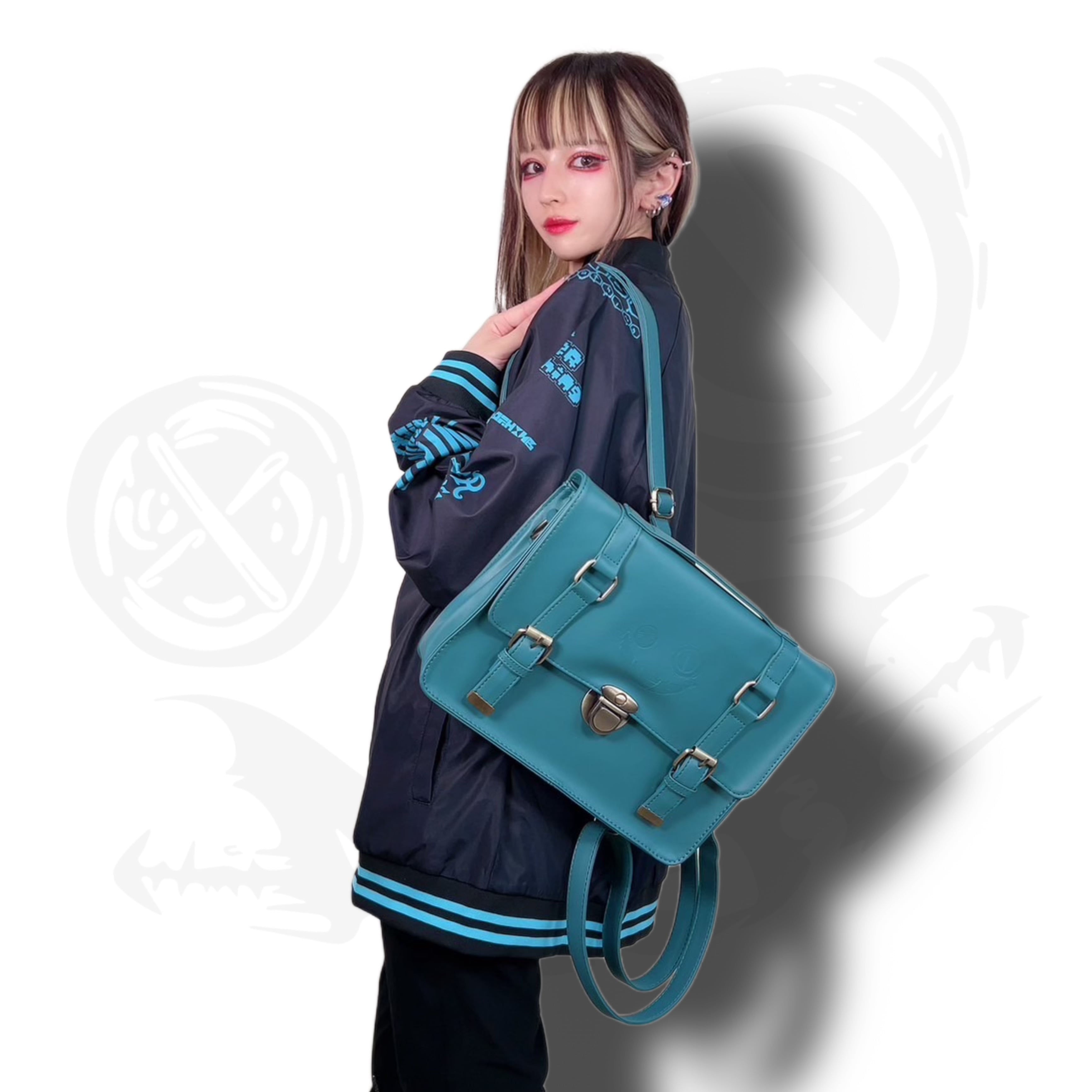 3WAY PU LEATHER FACE LOGO BACKPACK NIER CLOTHING