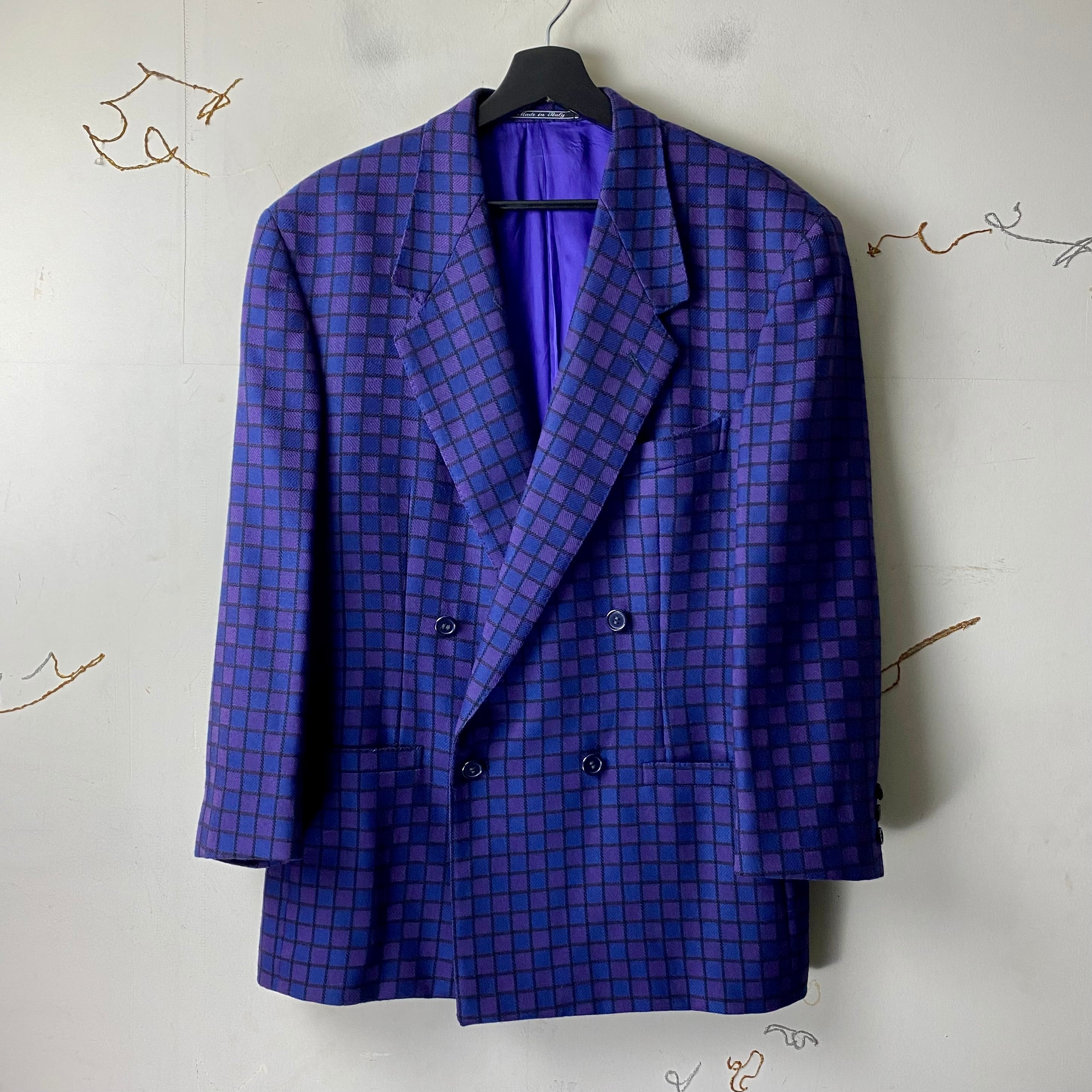 vintage GIANNI VERSACE block pattern purple tailored jacket | NOIR