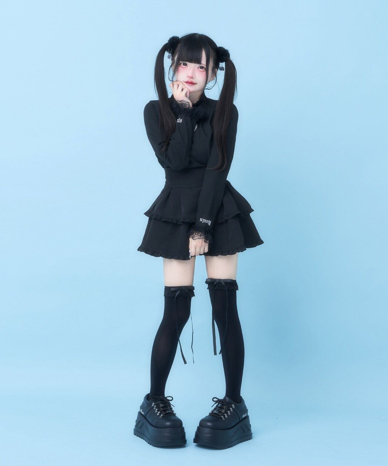 Hauls ティアードふりⅹ2ミニⅹ2スカート ティアードふり×2ミニ×2すかーと(ブラック) | Hauls