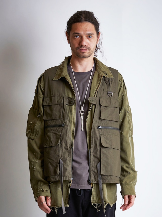 EGO TRIPPING (エゴトリッピング) HUNTING VEST ハンティングベスト / DARK OLIVE　613700-65