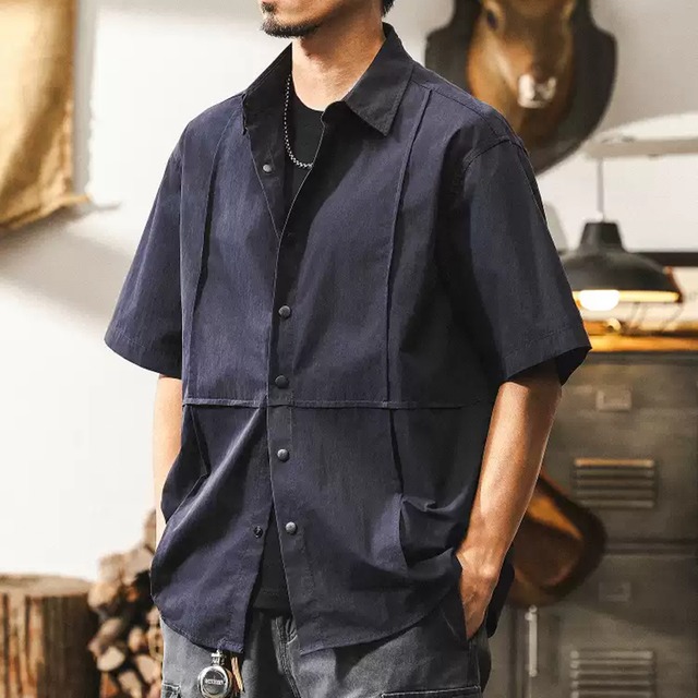 パネルデザインハーフスリーブシャツ 225540