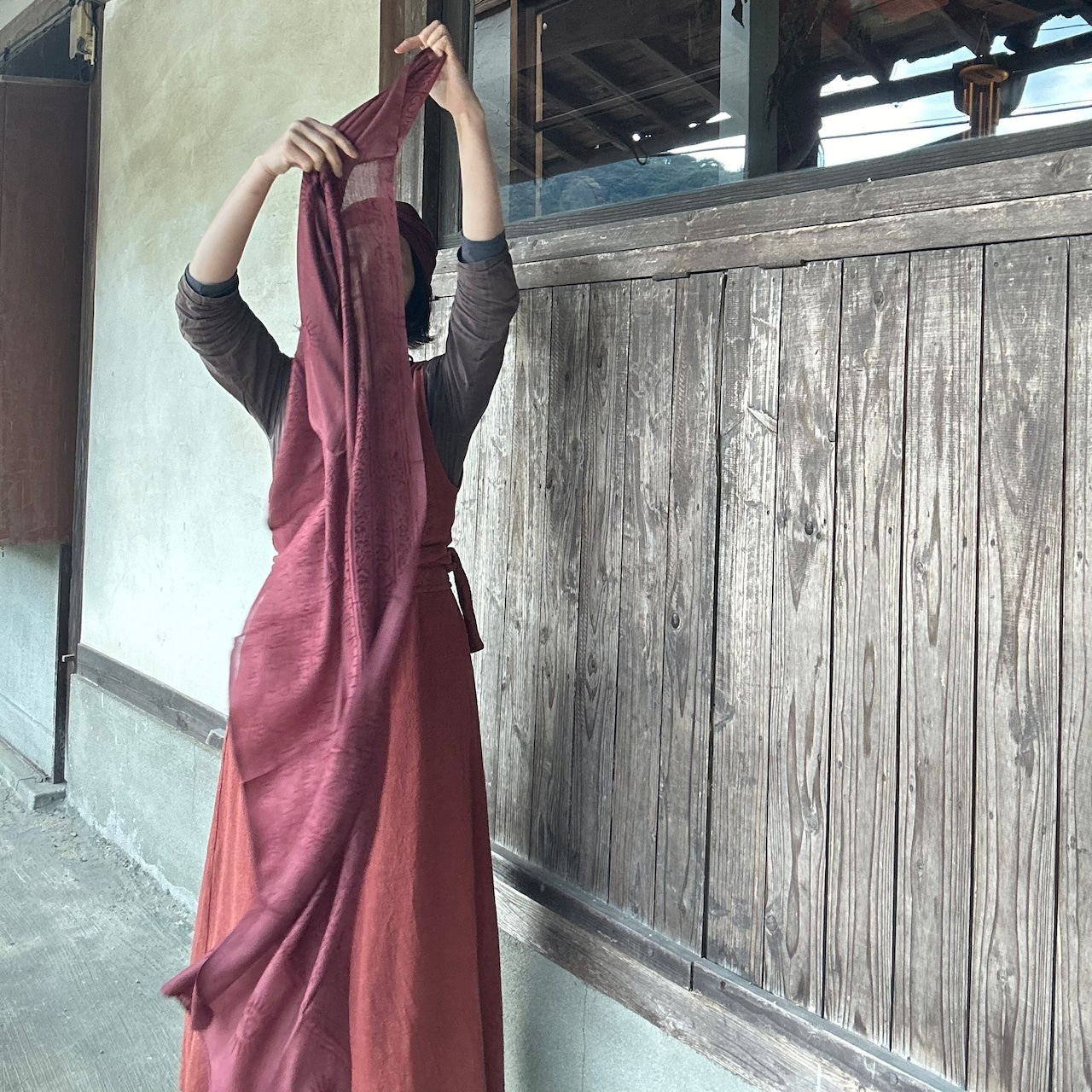 ラムナミ ストール バーガンディ