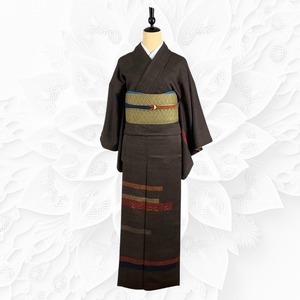 付下げ　刺繍　茶　袷　【中古美品】