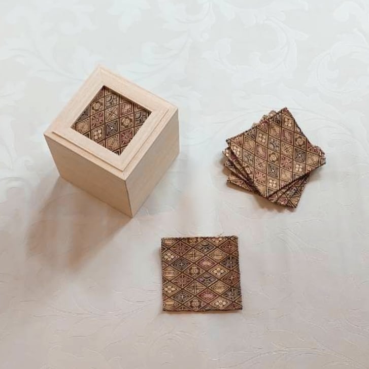 白木CUBE・着物リメイクコースター8枚セット(和柄E) | 工房たけ徳島