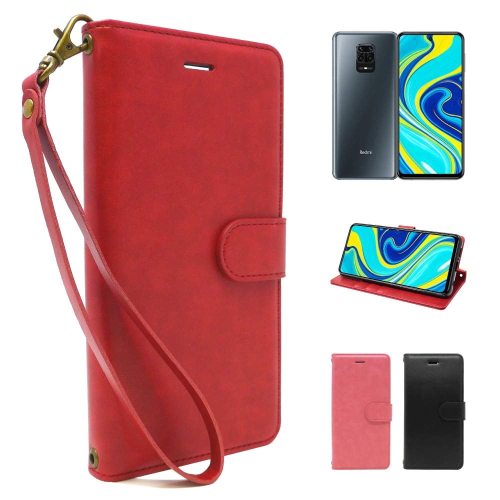【特価処分】シズカウィル Xiaomi Redmi Note 9S 手帳型 ケース カバー シンプル ビンテージ ストラップ付 手帳ケース 1個入り レッド クイーン