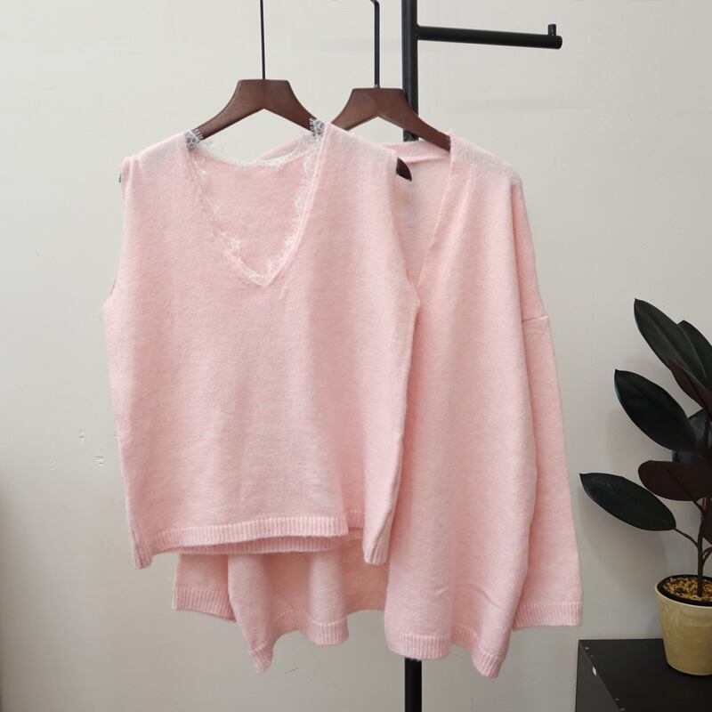 【set】ノースリーブトップス×カーディガンセット Q6544