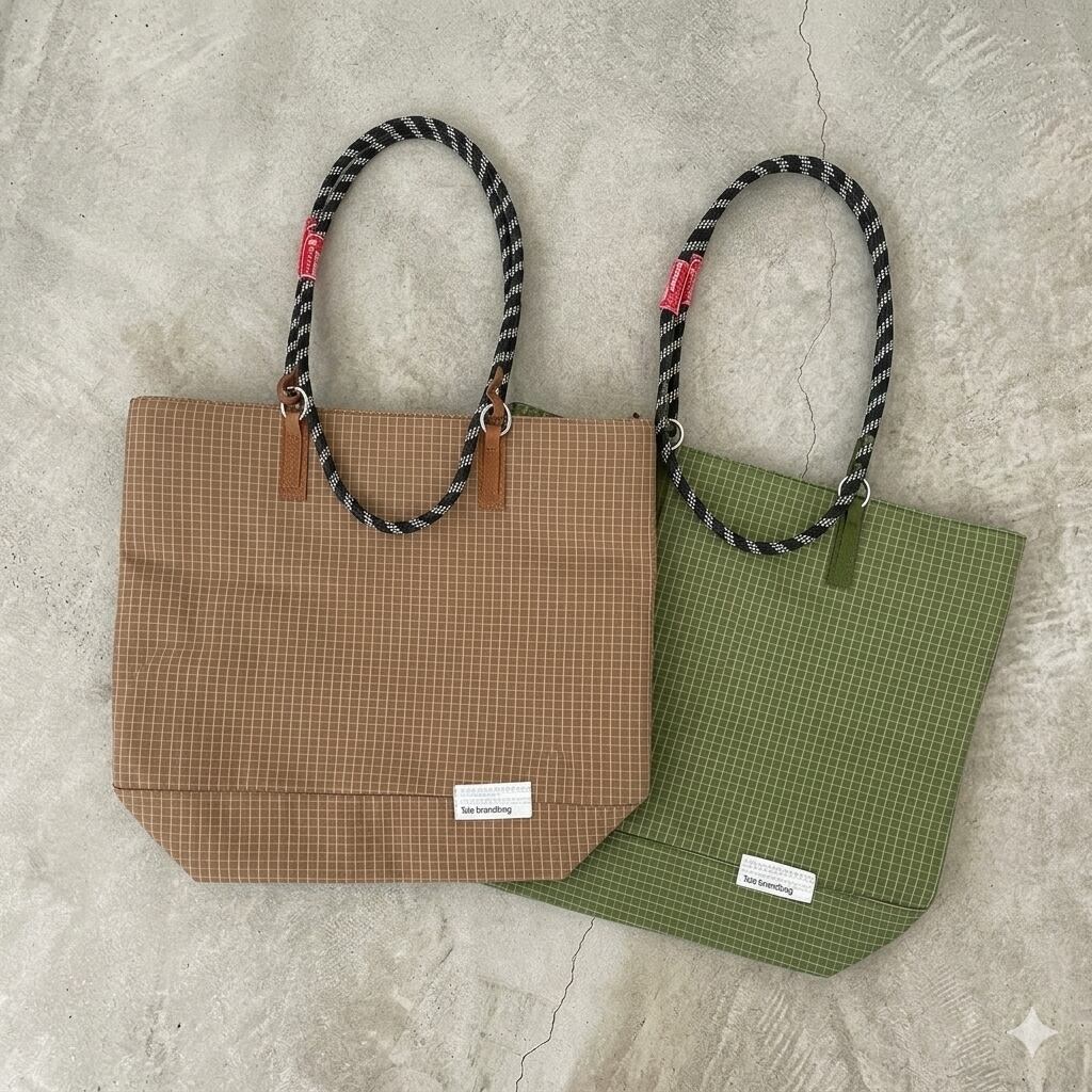 ナンバーミーTOKYO" NYLON CHECK TOTE BAG"