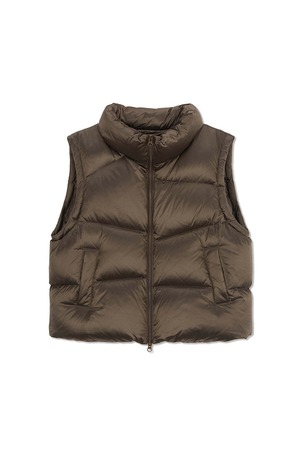 [Matin Kim] UNBALANCE QUILTED DOWN VEST FOR WOMEN IN KHAKI BROWN 正規品 韓国ブランド 韓国通販 韓国代行 韓国ファッション マーティンキム matinkim 日本 店舗