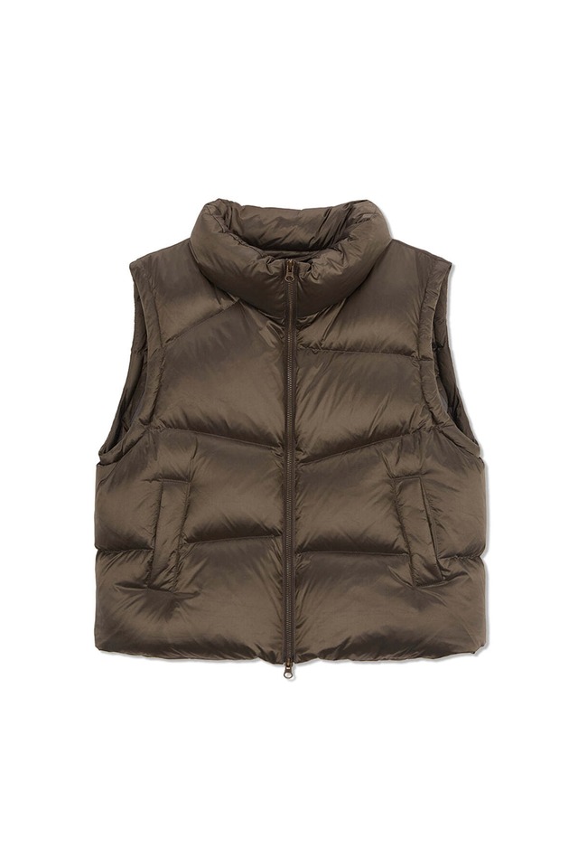 [Matin Kim] UNBALANCE QUILTED DOWN VEST FOR WOMEN IN KHAKI BROWN 正規品 韓国ブランド 韓国通販 韓国代行 韓国ファッション マーティンキム matinkim 日本 店舗