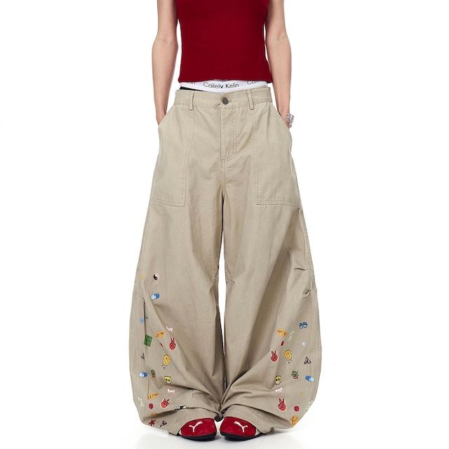 ポップエンブロイダリーストリートパンツ 2col R00877