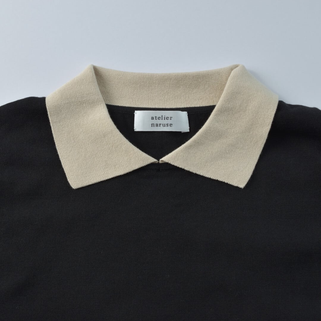 atelier naruse アトリエナルセ コットン襟付きニット・ブラック
