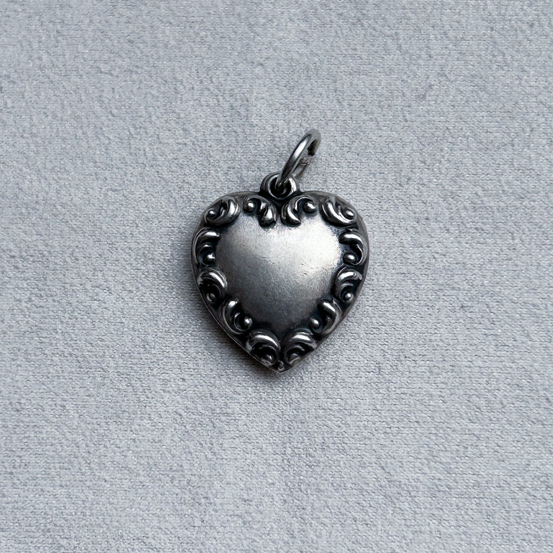 40s Sweet Heart jewelry Puffy Heart Sterling WWⅡ Forget me not 第