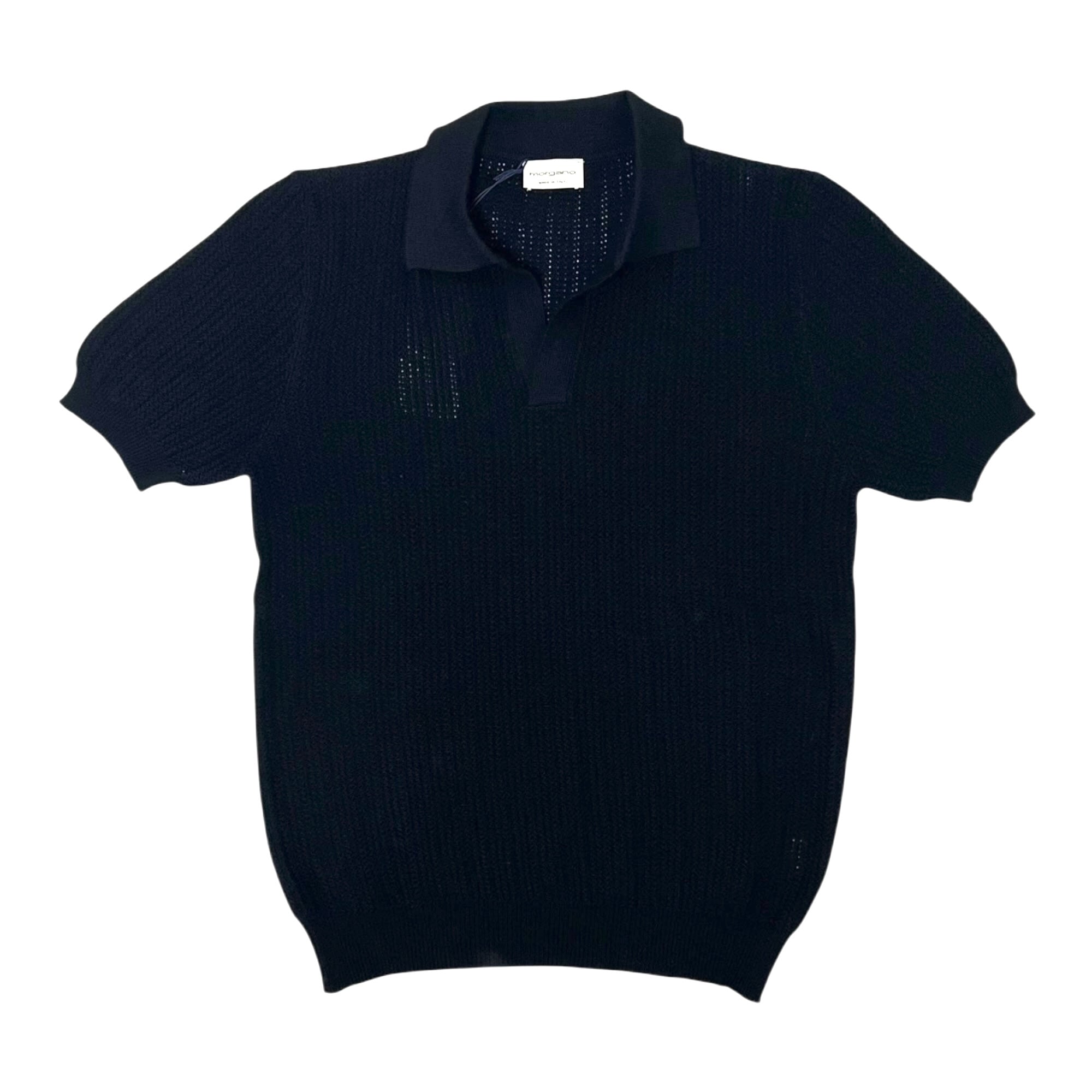 morgano(モルガーノ) Skipper Polo Knit(3071412/1006)/BLCAK