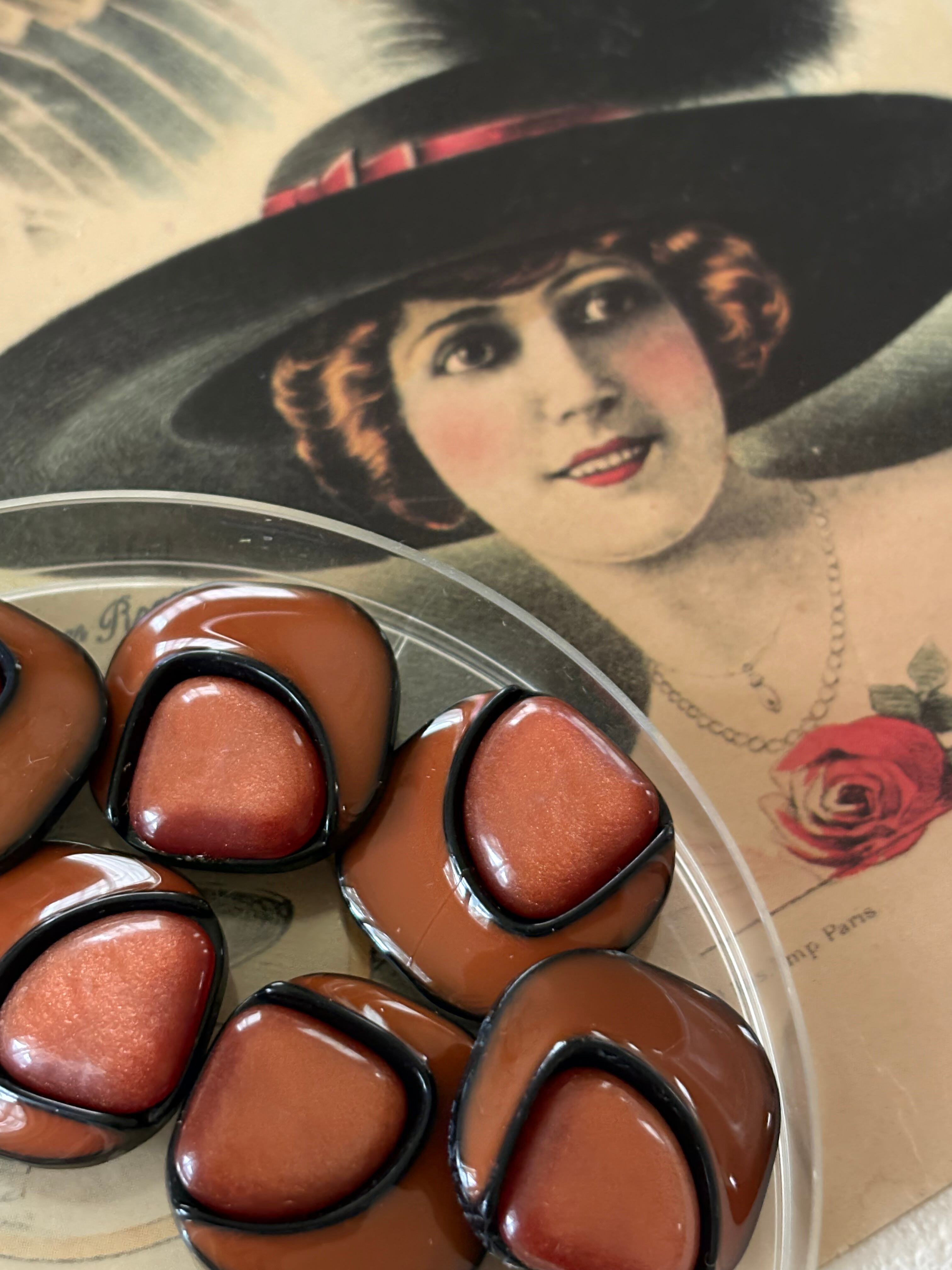 Japanese Vintage ボタン 20mm 角なしスクウェア プラスチックボタン カボション 昭和レトロ アクセサリーパーツ 装飾材 カルトナージュ