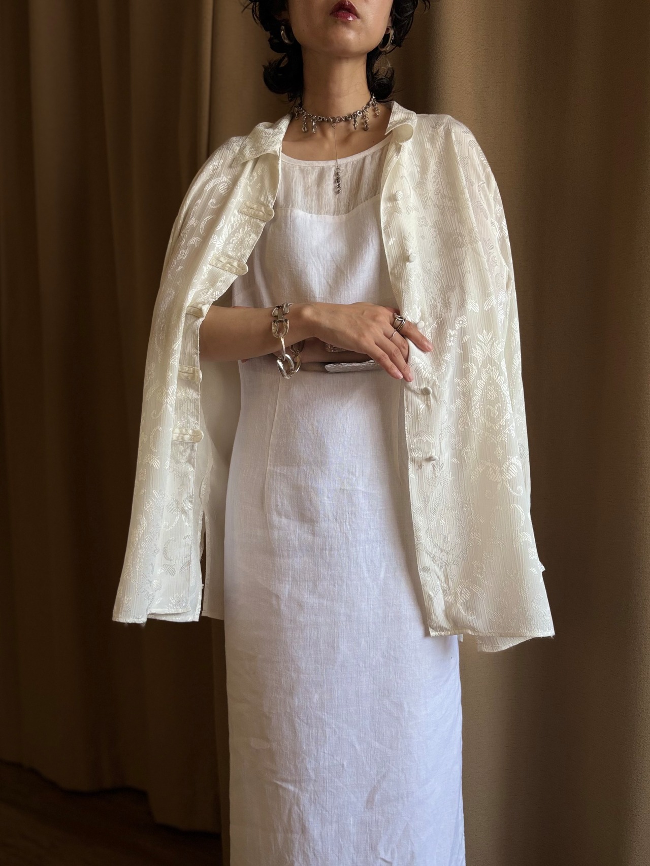 MADE IN U.S.A. white linen dress-5314-7