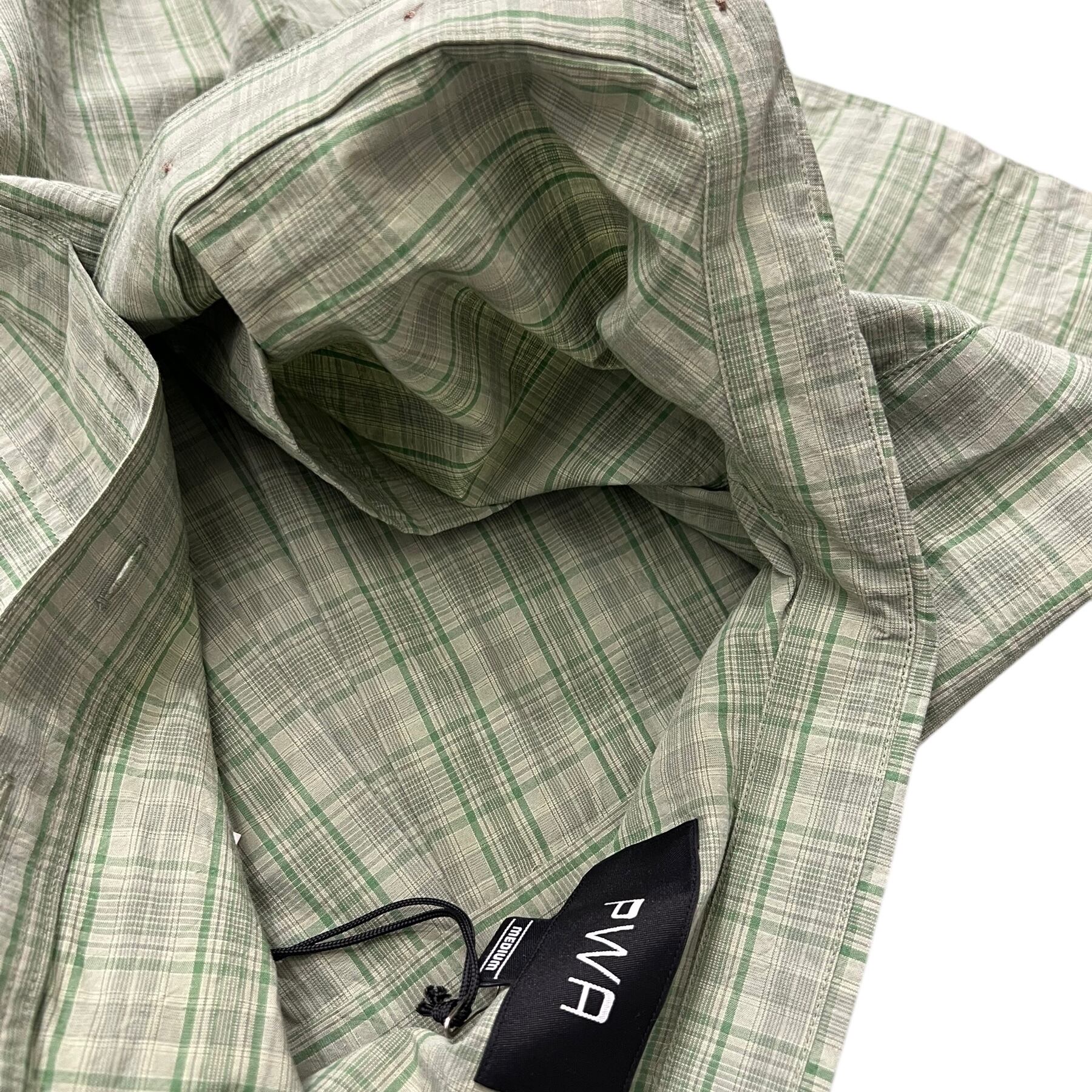PWA / LINEN MIX P/O SHIRT GREEN CHECK | THE NEWAGE CLUB