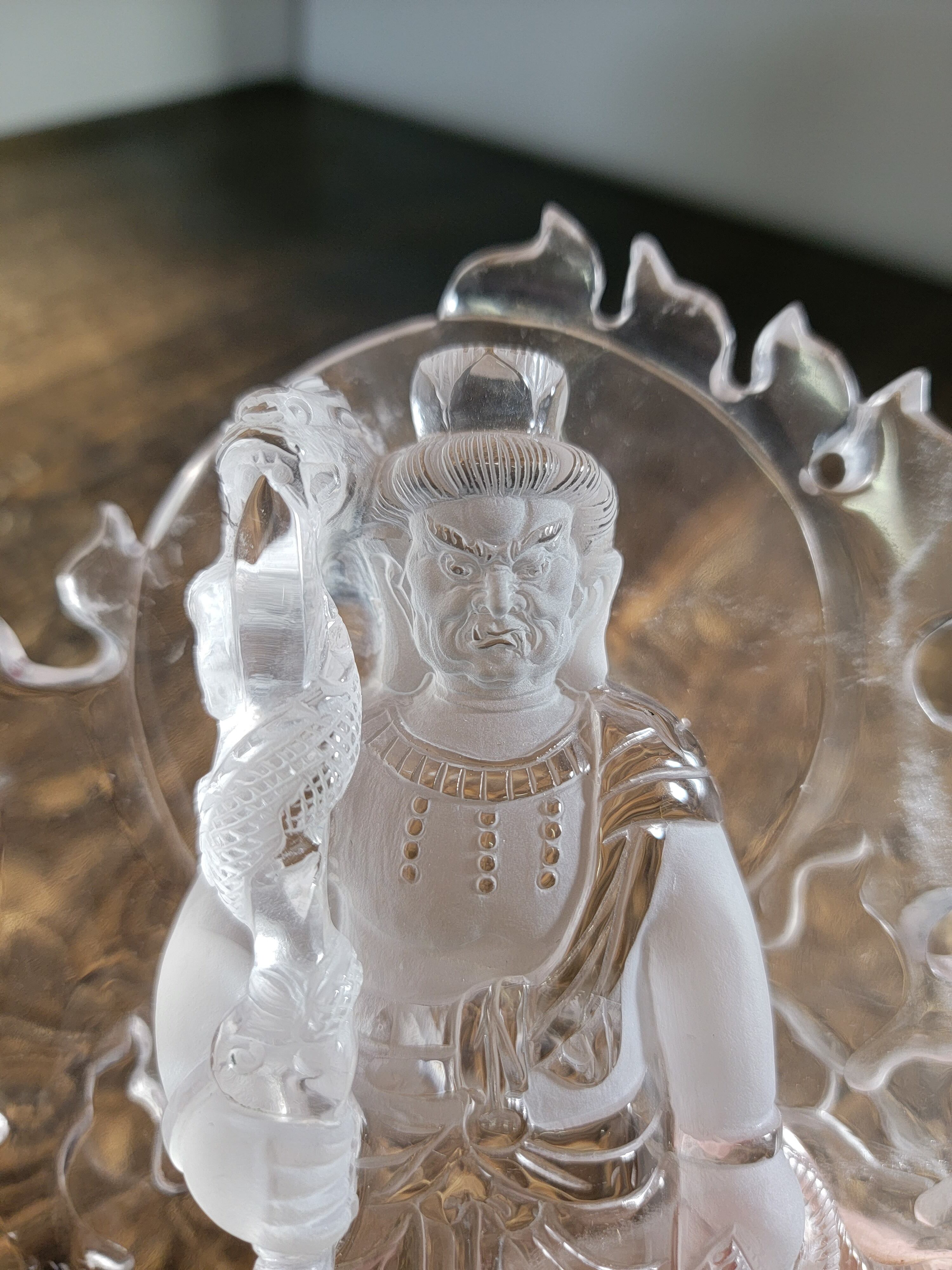 [送料無料][高品質][超美品] 天然水晶不動明王（倶利伽羅剣）