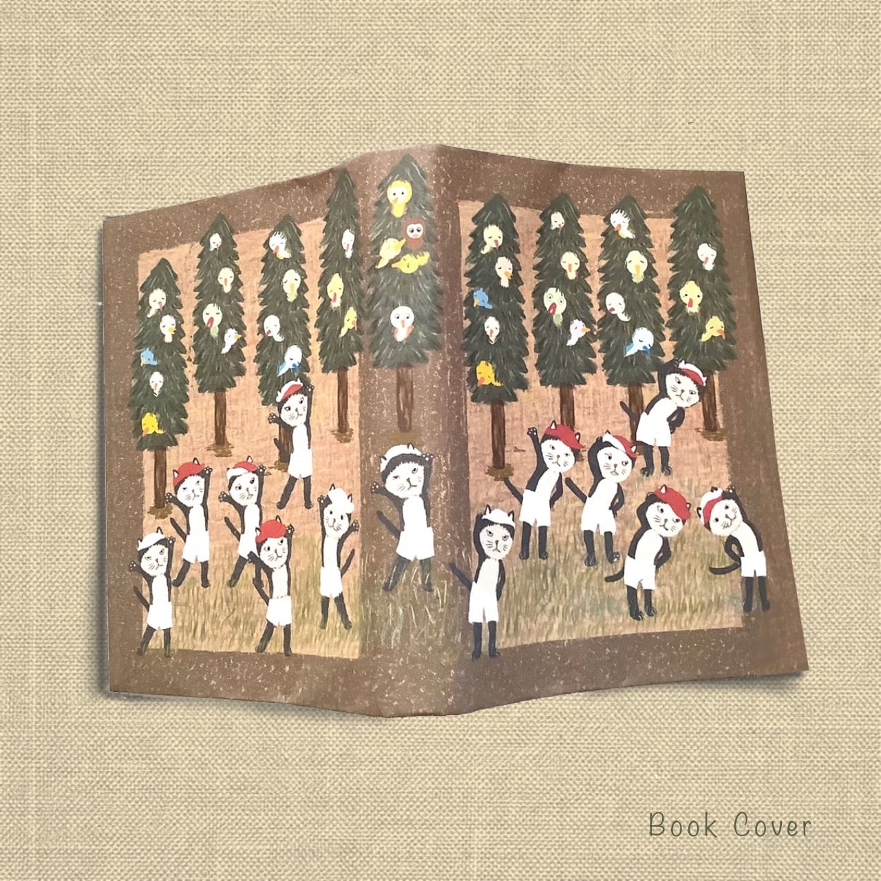 猫たちの運動会|猫イラスト ブックカバー ダウンロード販売
