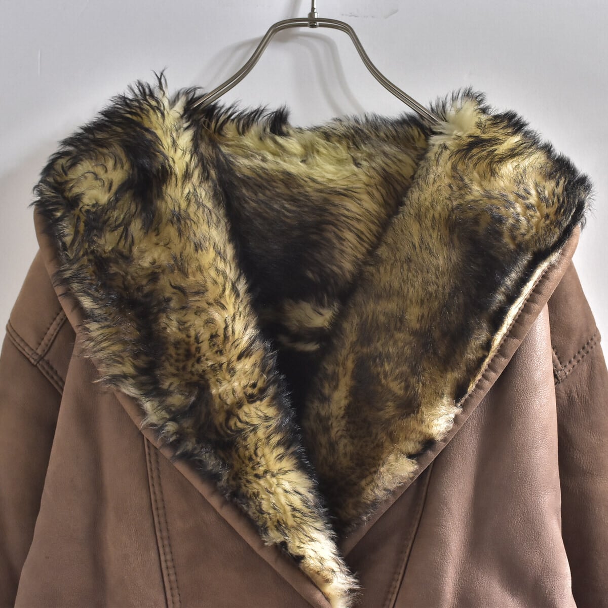 80~90s イタリア製 feALLOTTI シアリング ブルゾン 本革 ムートン レザージャケット ヴィンテージ ボアアウター ビンテージ レディースL~XL相当