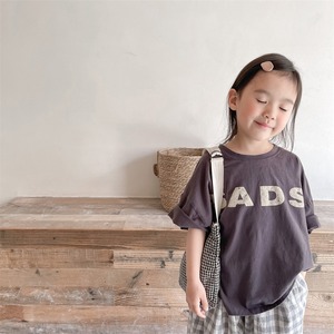 《取寄》 レタリングオーバーサイズTシャツ（全２色） ADBB 韓国子供服トップス カットソー Tシャツ 半袖 （80～130cm）