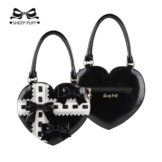 【お茶会やイベントに】 甘ロリ ハート型 リボン ハンドバッグ レース 上品 可愛い 2way