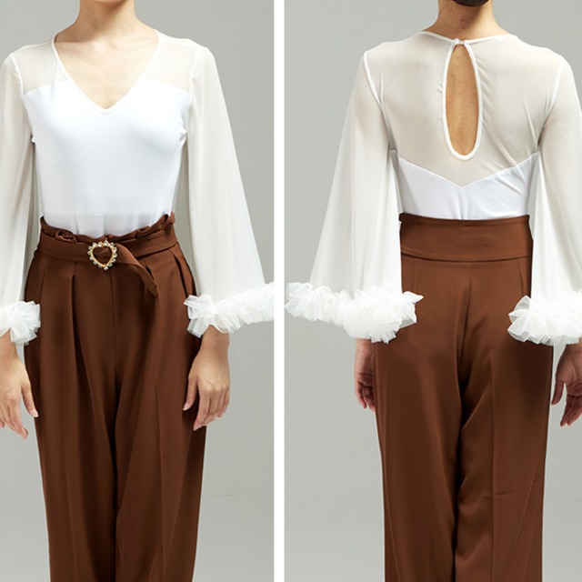 パフスリーブデザイン　シンプルデザイン　ダンストップス　(レオタードタイプ)　ds0464