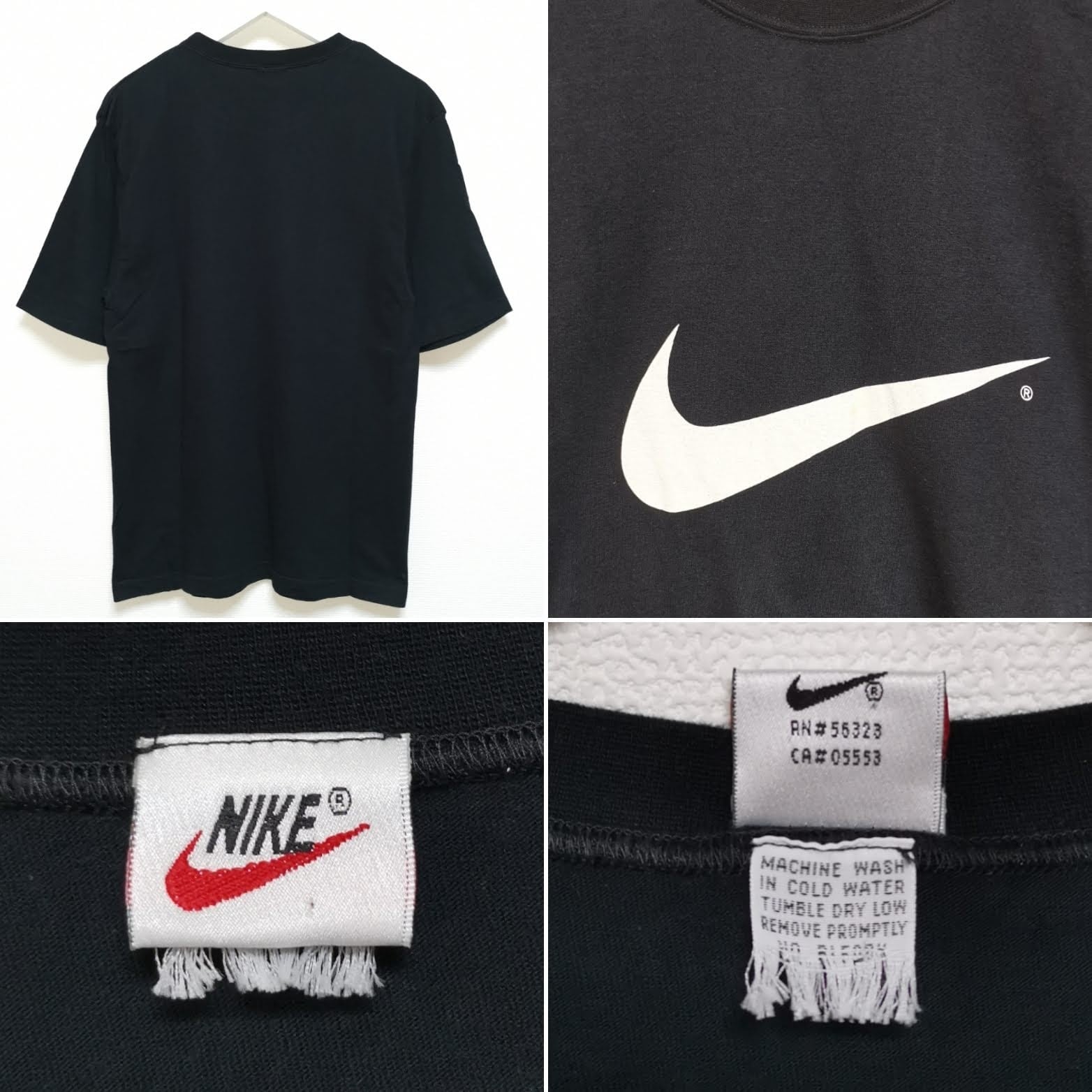 送料無料 M 90s オールド ナイキ NIKE Tシャツ スウォッシュ 銀タグ 黒 
