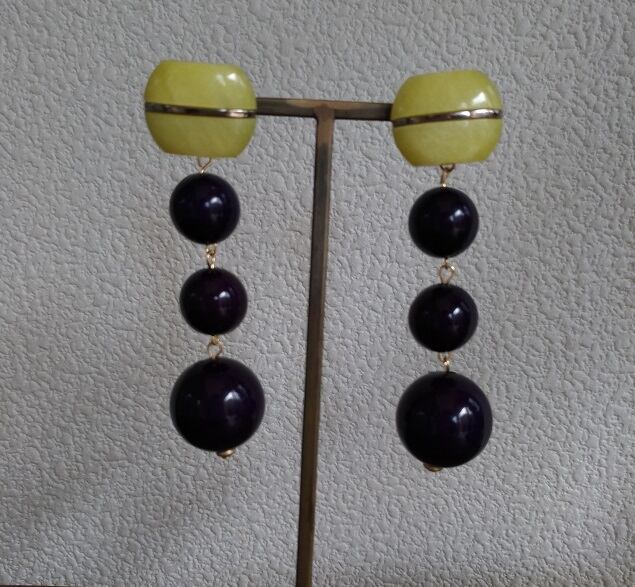 【SALE】キイロレトロボタンのピアス(vintage botton vintage part)