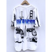 90s "DEAD STOCK" SAN FRANCISCO Overall Pattern Tee MADE IN USA  Size XL