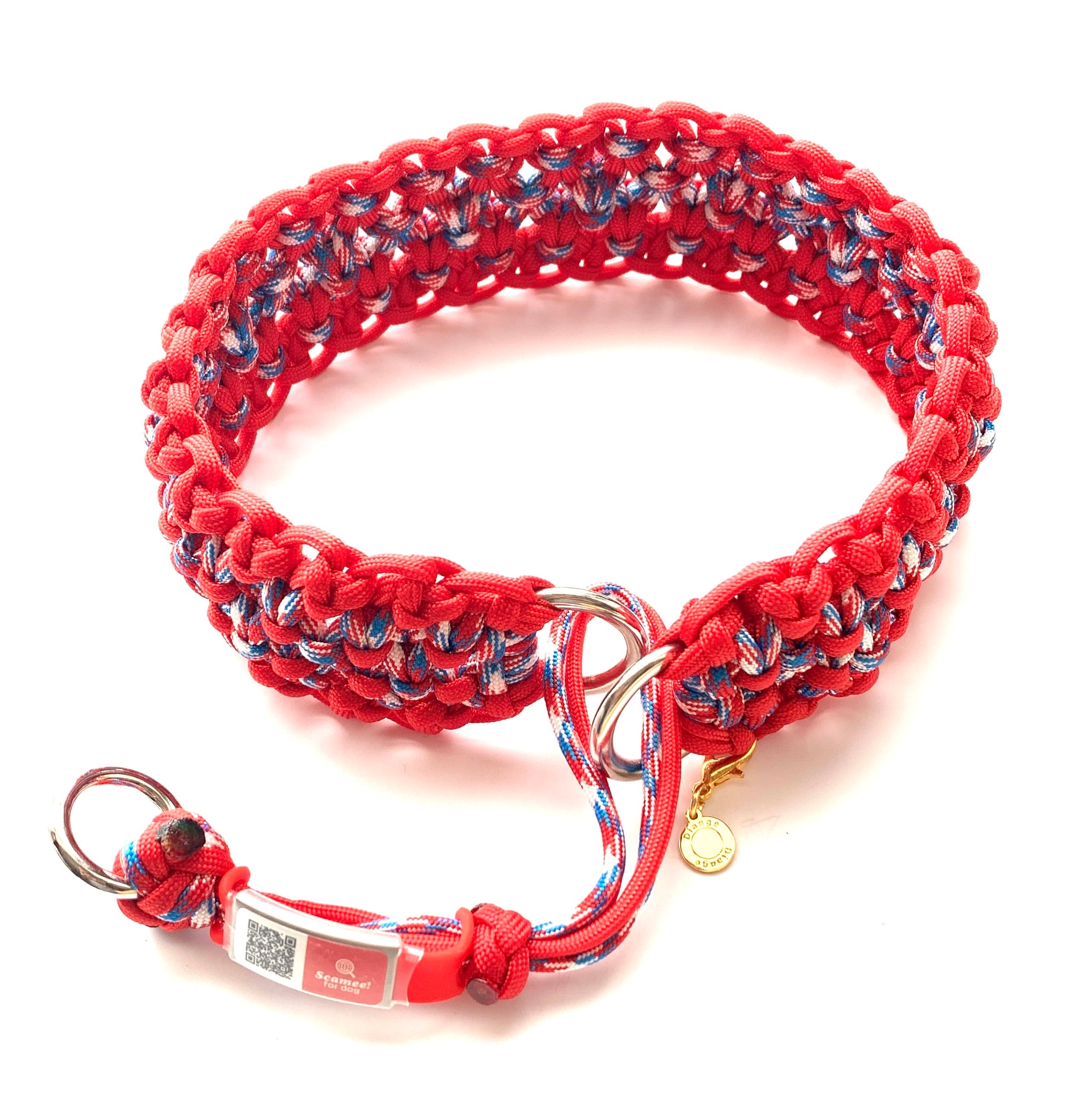 ハーフチョーク 犬用 チェーン パラコード グリーン オレンジ 25cm