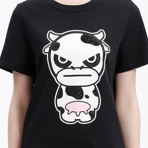 SALE 送料無料【HIPANDA ハイパンダ】レディース 牛プリント Tシャツ WOMEN'S Year of the Ox PRINT SHORT SLEEVED T-SHIRT / WHITE・BLACK