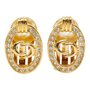 ディオール CDロゴ イヤリング ゴールド メッキ ラインストーン レディース Dior 【中古】