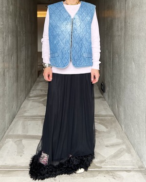 80s quilting denim vest