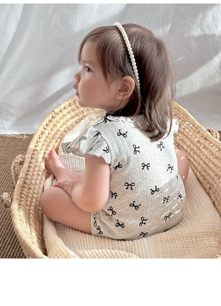 モノトーンリボンロンパース