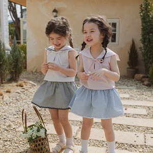 夏ピーターパンカラー リボン付きTシャツ