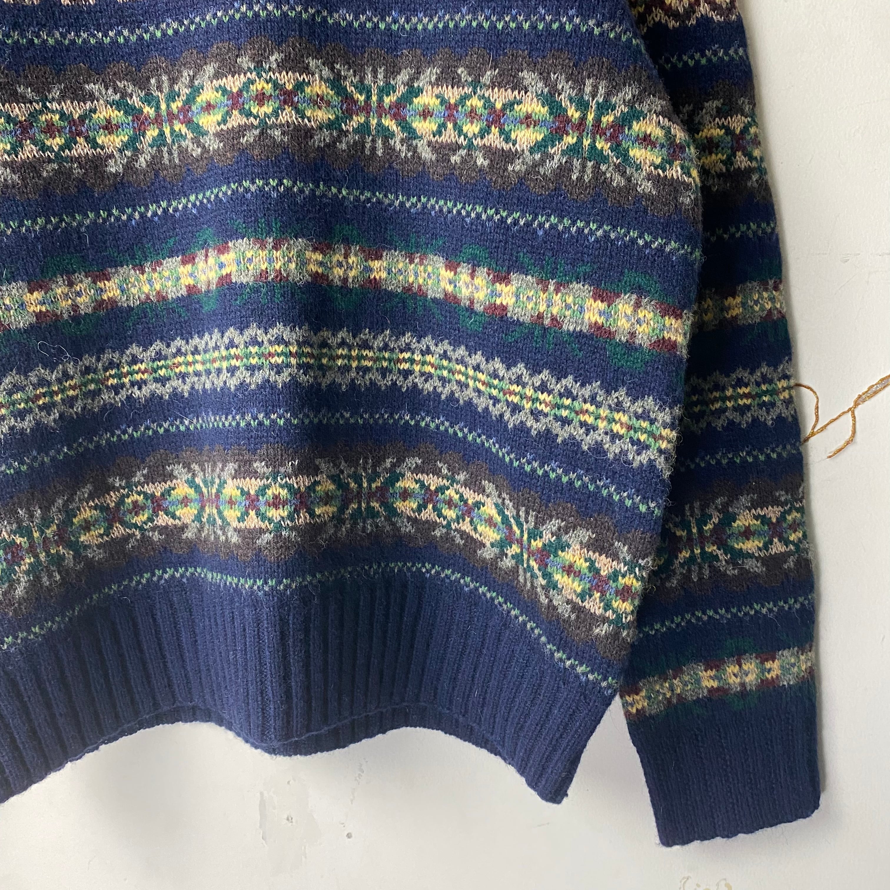 POLO by RALPH LAUREN native pattern V-neck hand knit sweater 