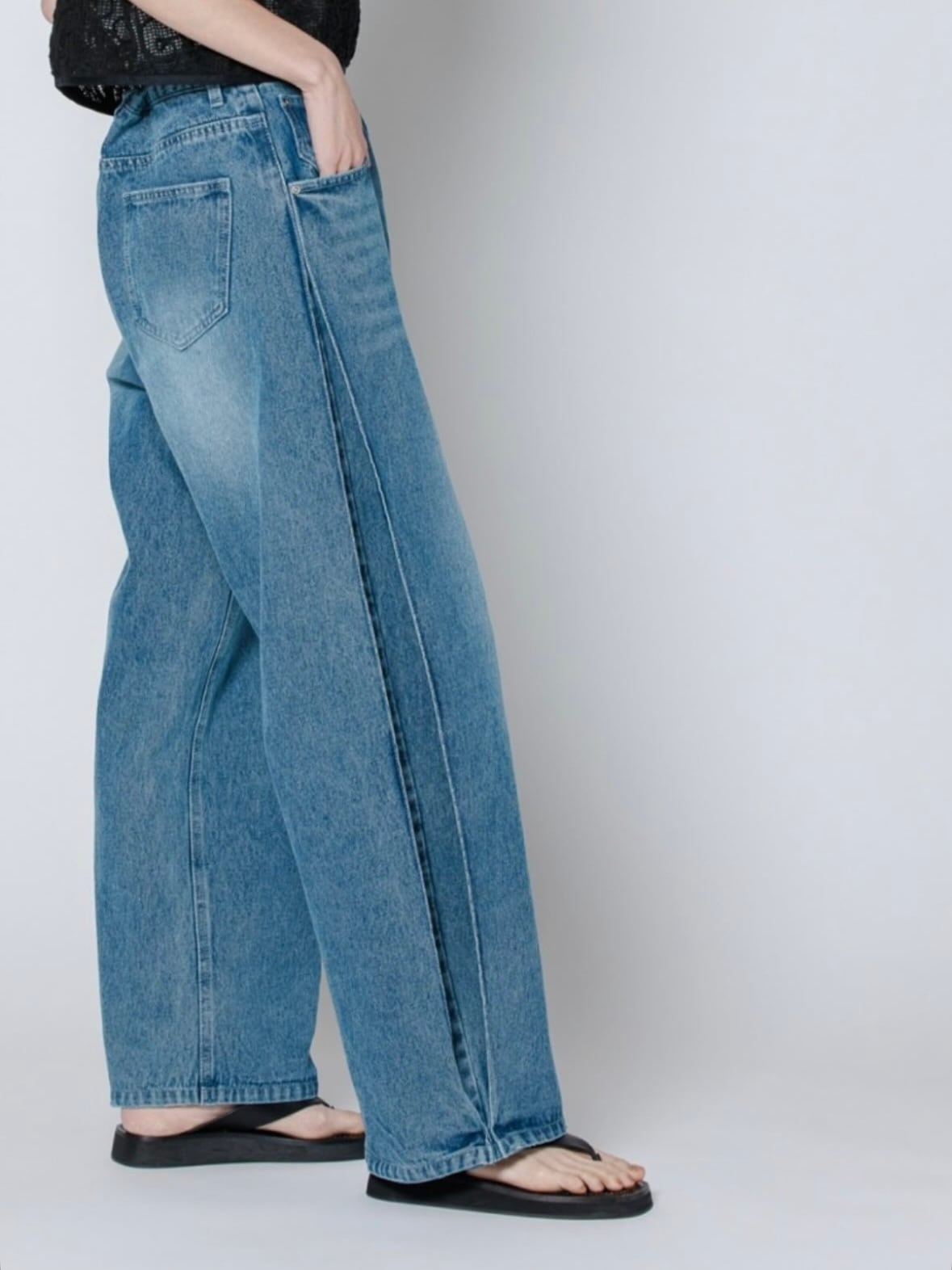 SALE】YENN(イエン) SIDE PLEATED DENIM PANTS サイド プリーテッド